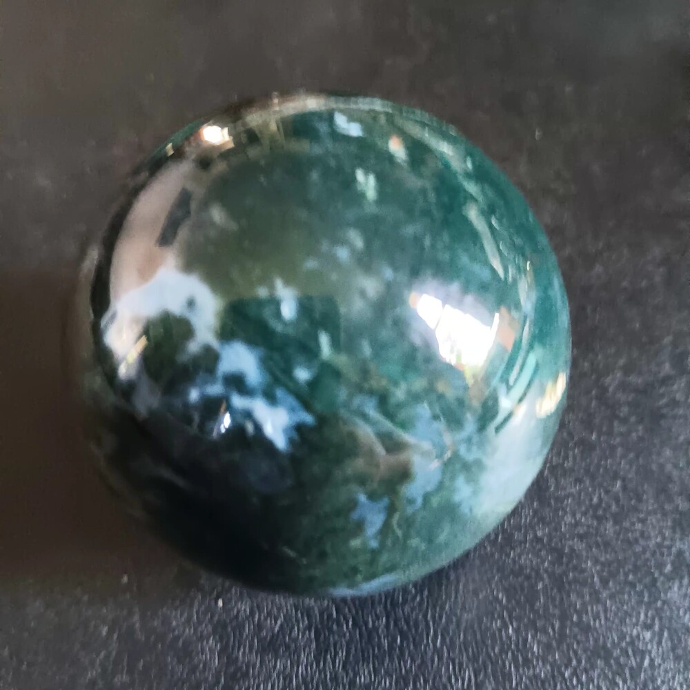 Moss Agate Sphere Green Crystal Polished Garden Agate